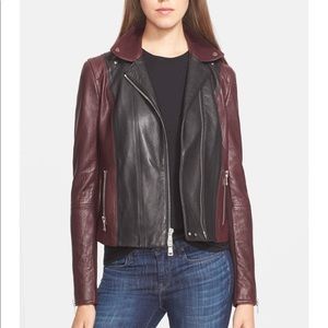 Vince colorblock leather moto jacket